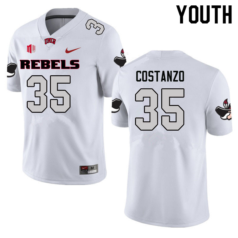 Youth #35 Anthony Costanzo UNLV Rebels College Football Jerseys Sale-White